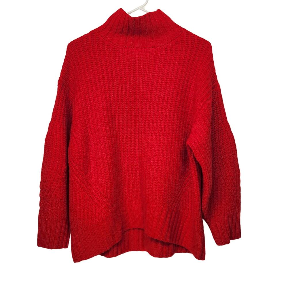 Maeve by Anthropologie Red Flecked Mock Neck Dakotah Oversized Sweater Women S